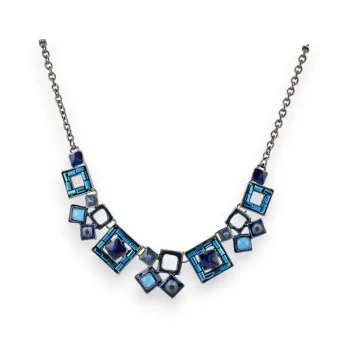 Collier Fantaisie Géométrique Bleu