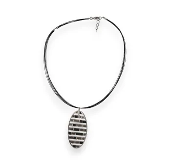 Ikita costume jewelry necklace with black and grey stripes