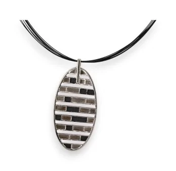 Ikita fashion necklace with black and grey stripes