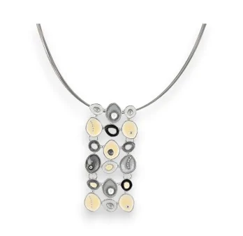 Collier fantaisie Ikita gris et blanc cassé