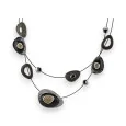 Fashion necklace with double cable design in black and silver by Ikita