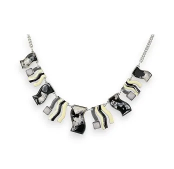 Collier Fantaisie Écaille Noir et Blanc Cassé