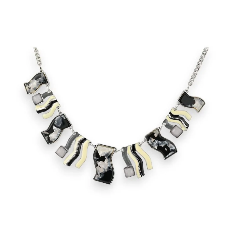 Collier Fantaisie Écaille Noir et Blanc Cassé