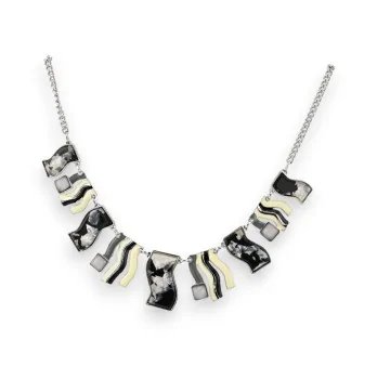 Collier Fantaisie Écaille Noir et Blanc Cassé