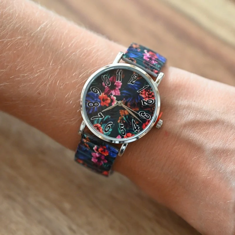 Ernest's Print Tropical Flowers Watch