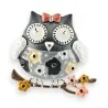 Fancy Silver and Black Owl Brooch