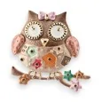 Broche hibou fantaisie dorée et marron