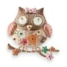 Broche hibou fantaisie dorée et marron