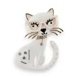 White Cat Brooch with Glasses