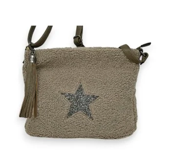 Mandoline shoulder bag in Taupe loop fabric with Star pattern