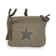 Mandoline crossbody bag in Taupe loop fabric with Star pattern