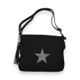 Bolso bandolera MandolineTejido de rizo negro con estrellas