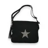 Mandoline Crossbody Bag Black star-patterned bouclé fabric