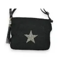 Bolso bandolera MandolineTejido de rizo negro con estrellas