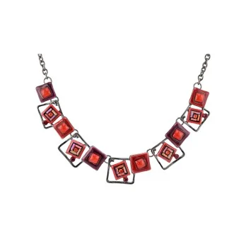 Costume jewelry necklace Geometric shapes in red shades