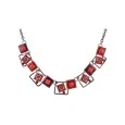 Costume jewelry necklaceGeometric shapes in red shades