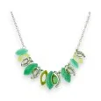 Fantasy Necklace with Green and Silver Leaf Shades