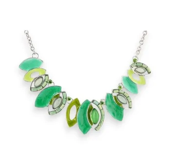 Fantasy Necklace with Green and Silver Leaf Shades