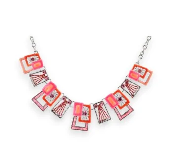 Collar de Fantasía Geométrico Rosa y Naranja