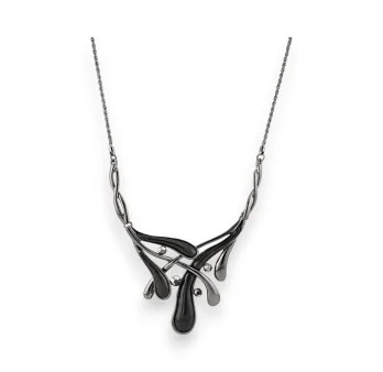 Collier Fantaisie Belle Miss Design gris et noir