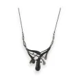 Collier Fantaisie Belle Miss Design gris et noir