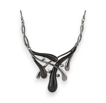 Collier Fantaisie Belle Miss Design gris et noir