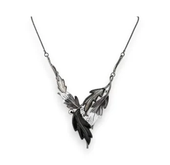 Grey and Black Leaf Fantasy Necklace by Belle Miss