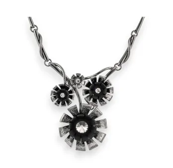 Fantasy Floral Necklace in Black and Grey by Belle Miss