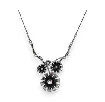 Fantasy Floral Necklace in Black and Grey by Belle Miss