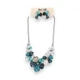 Parure Collier avec boucles d'oreilles Fleurs Bleues