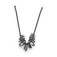 Modern Necklace with Black and Silver Rings by Belle Miss