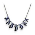 Metallic Blue Night Leaves Fantasy Necklace