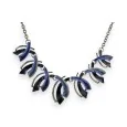 Metallic Blue Night Leaves Fantasy Necklace