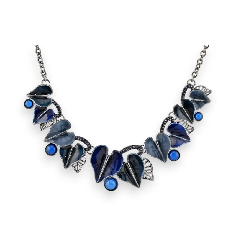 Collier Fantaisie Cœurs Nuances Bleus