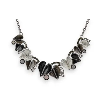 Collier Fantaisie Cœurs Nuances Gris et Noirs