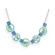 Fantasy necklace with circles in blue and green shades