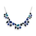 Silver-Plated Fantasy Necklace with Blue Floral Design