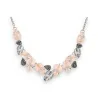 Silver and pink leaves costume necklace