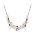 Silver and pink leaves costume necklace