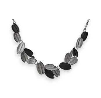 Ikita costume jewelry necklace with grey and black petals