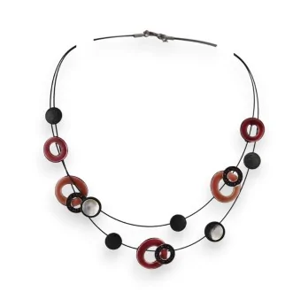 Ikita two-strand fashion necklace in shades of brown and burgundy