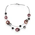 Ikita double strand fashion necklace in shades of brown and burgundy