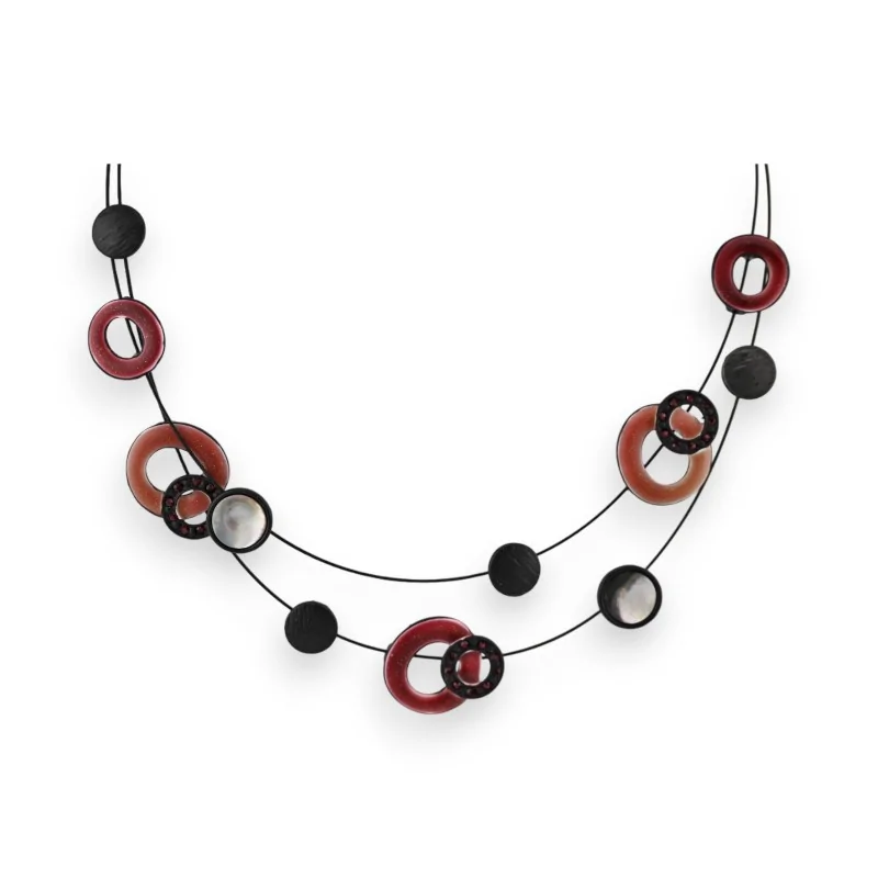 Ikita two-strand fashion necklace in shades of brown and burgundy