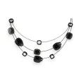 Ikita 3-strand costume necklace with black and grey discs