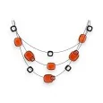 Collier fantaisie Ikita 3 rangs pastilles orange