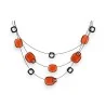 Collier fantaisie Ikita 3 rangs pastilles orange