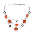 Collier fantaisie Ikita 3 rangs pastilles orange