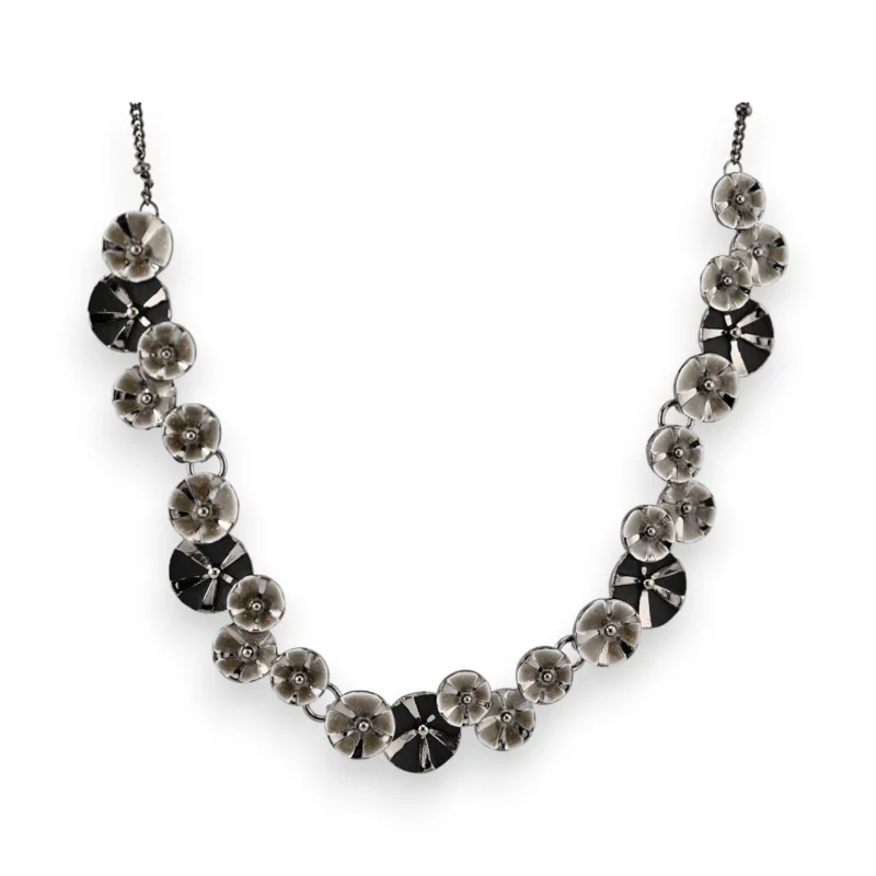 Grey and Black Metallic Flower Fantasy Necklace by Ikita