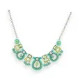 Collier Fantaisie Métal Argenté Vert et Anis