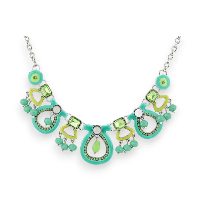 Collana Fantasia in Metallo Argentato Verde e Lime